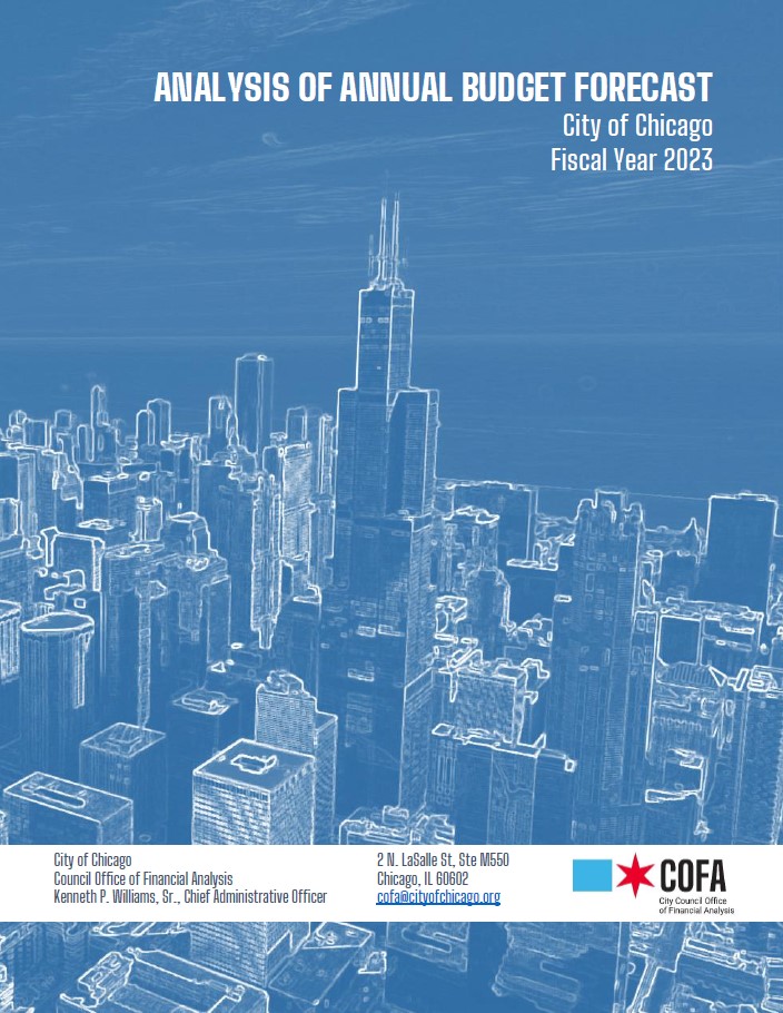 Image of cover page to COFA's Analysis for the City's 2023 Budget Forecast.
