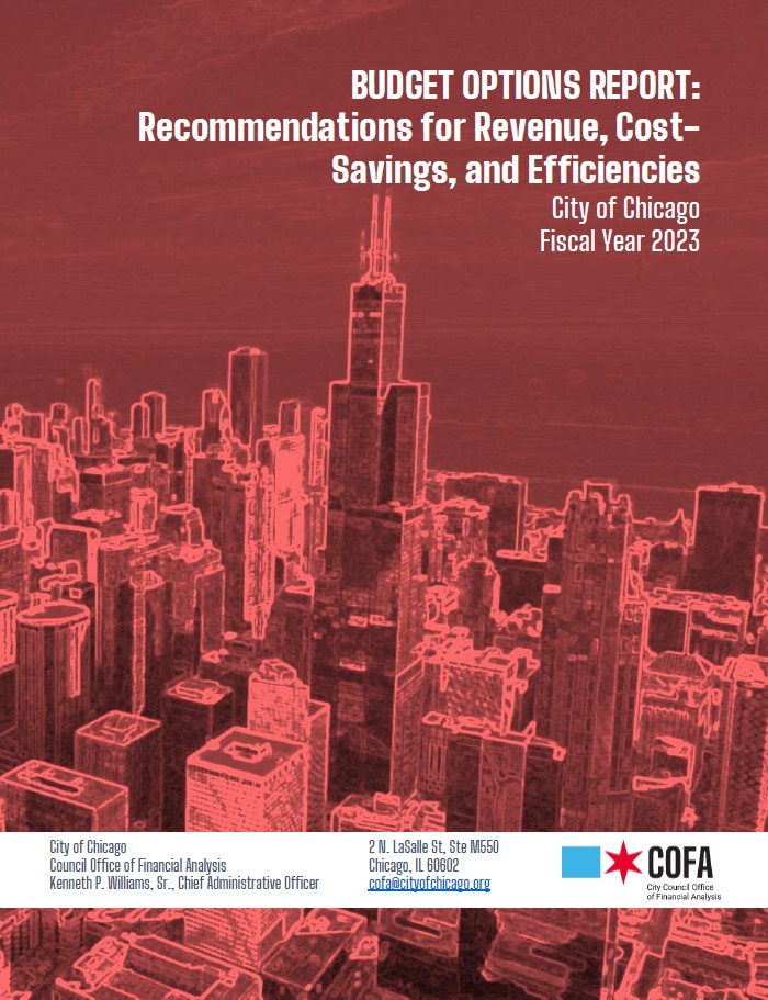 Image of cover page to COFA's 2023 Budget Options Report
