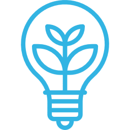icon: light bulb with plant growing inside