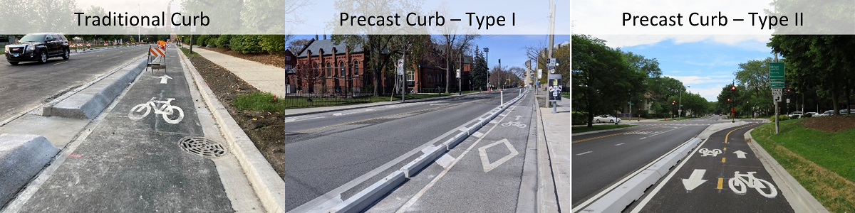 Protected bike lanes curb types.