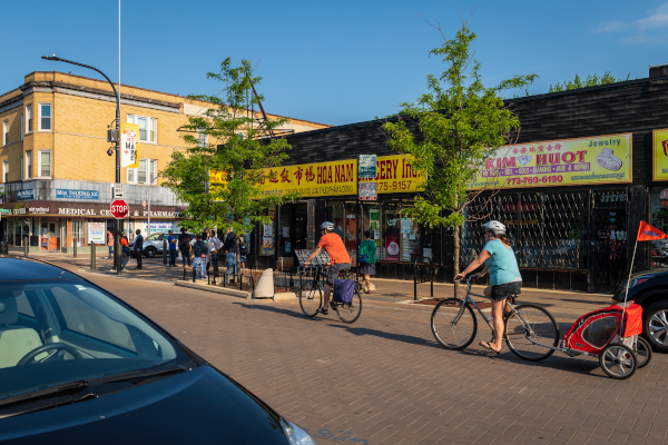 Bicyclists on city streets