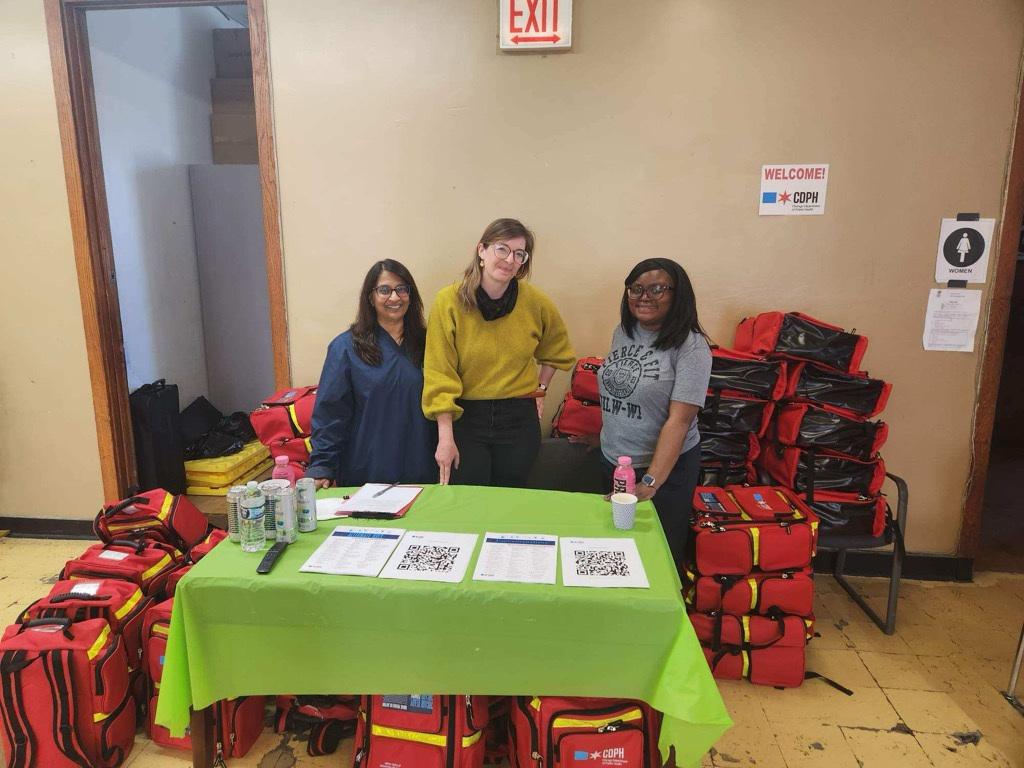 Handing out emergency kits to Chicago residents