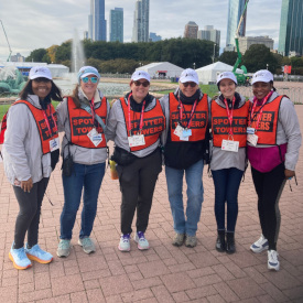 thumbnail - Volunteers ready to work in the spotter towers at the Chicago Marathon