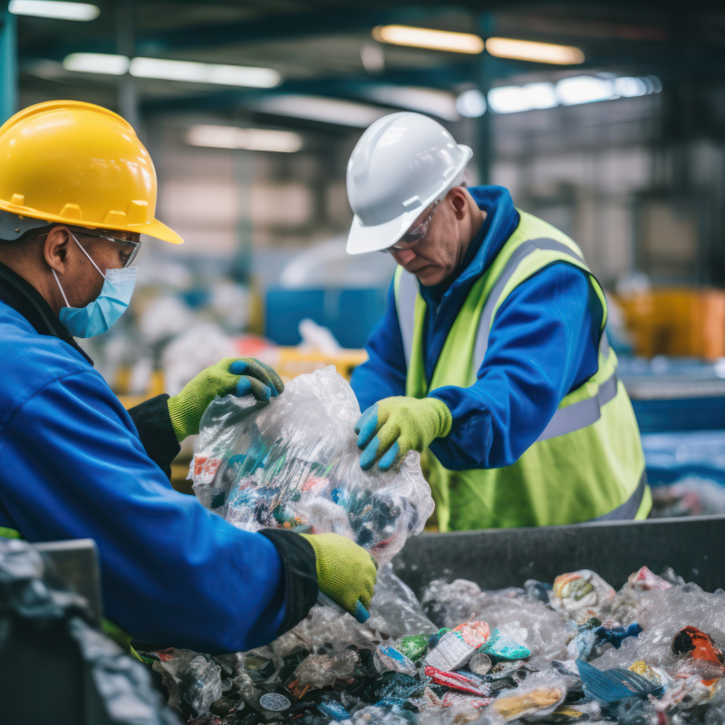 workers at a recycling center