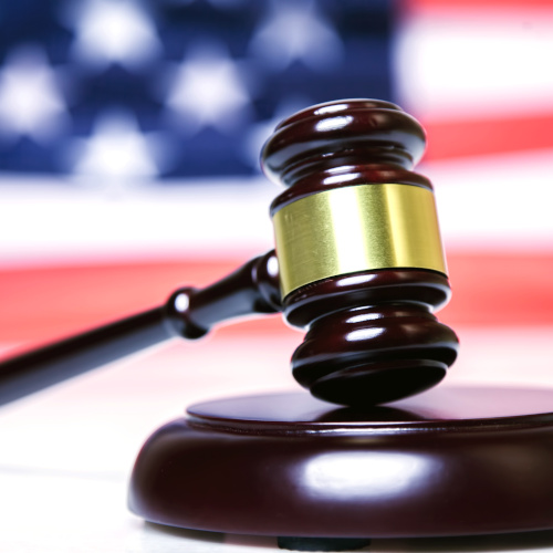 gavel in front of American flag