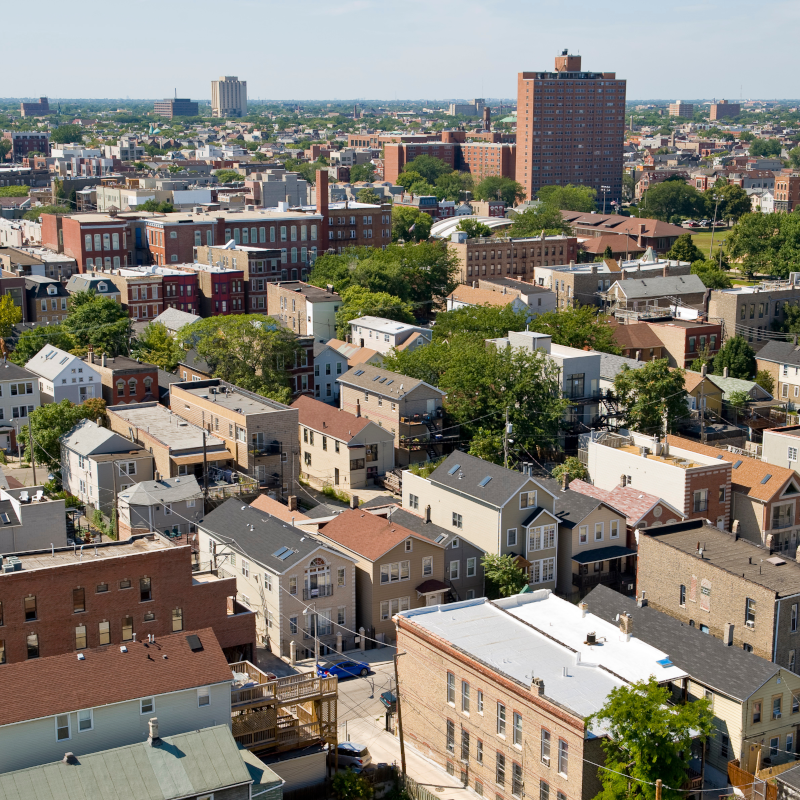 Chicago neighborhood, aerial view