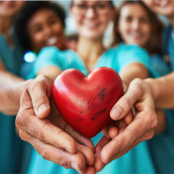 Chronic Disease menu image - health workers holding a heart