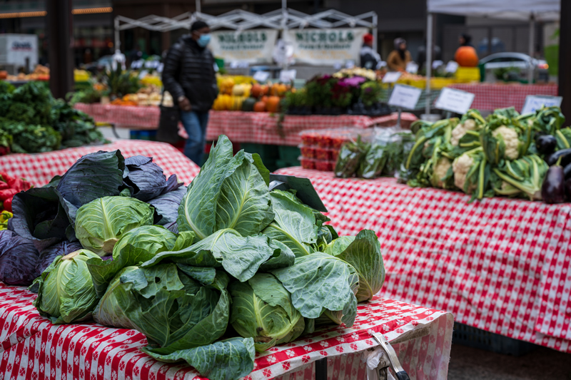 A variey of vegetables for sale at the Daley Plaza City Market