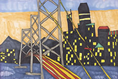 Dewayne Jenkins, Night Skyline, 2021 design marker on Lenox paper, 22” x 30” photo by Clare Britt