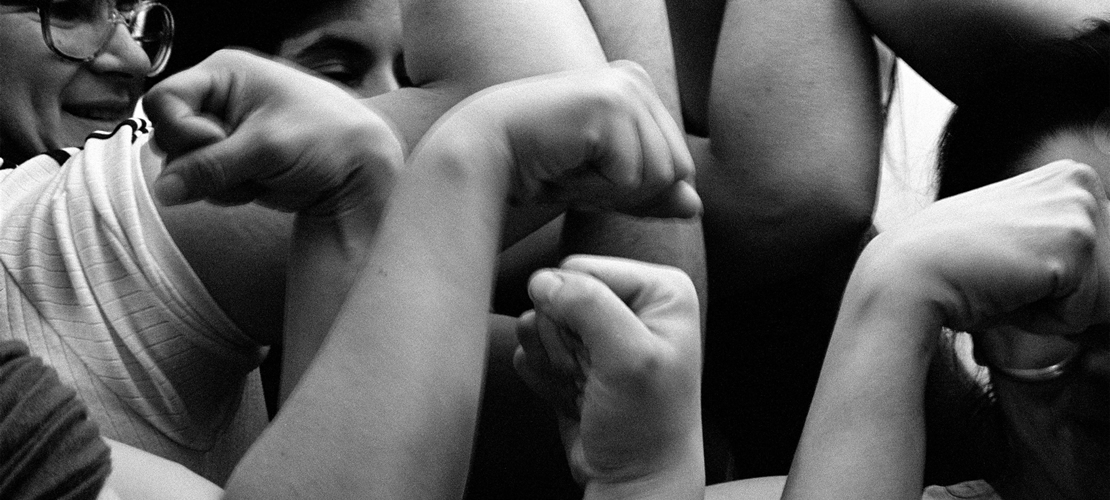 Diana Solís, Flexing our Muscles: Gathering of Friends, Greenview Street, Lakeview, Chicago, IL, 1981, Archival Piezography Print, 30x40”, Photo Courtesy the Artist