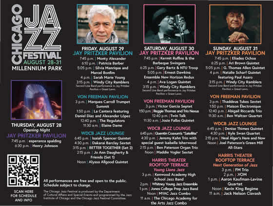 Chicago Jazz Festival Millennium Park Schedule (JPG)