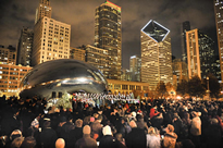 Caroling at Cloud Gate