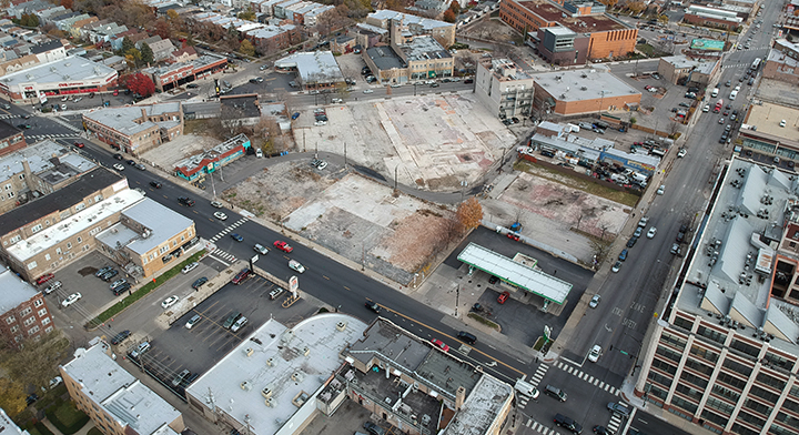 Belmont Triangle aerial from northwest