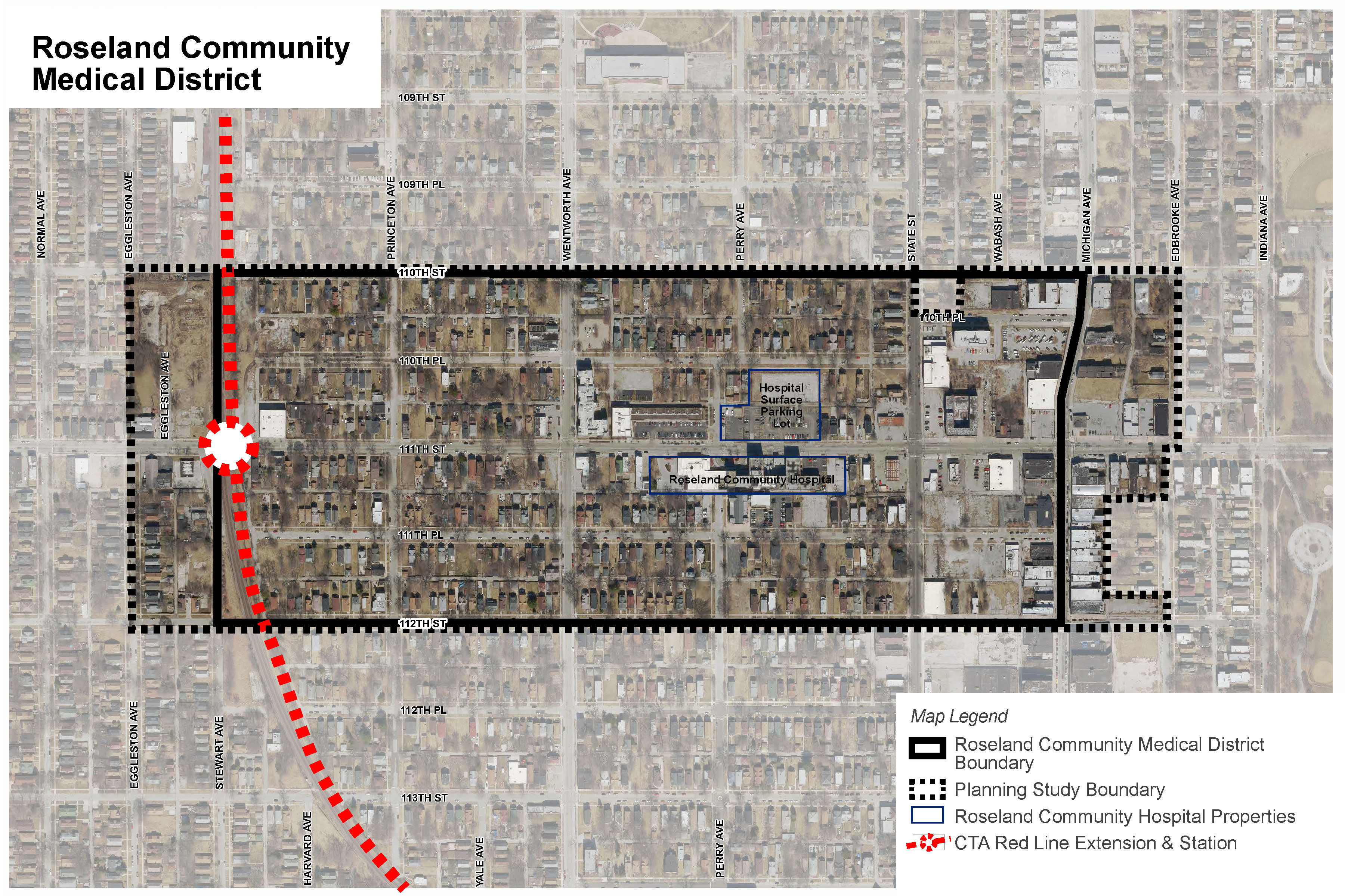 Roseland Community Medical District map