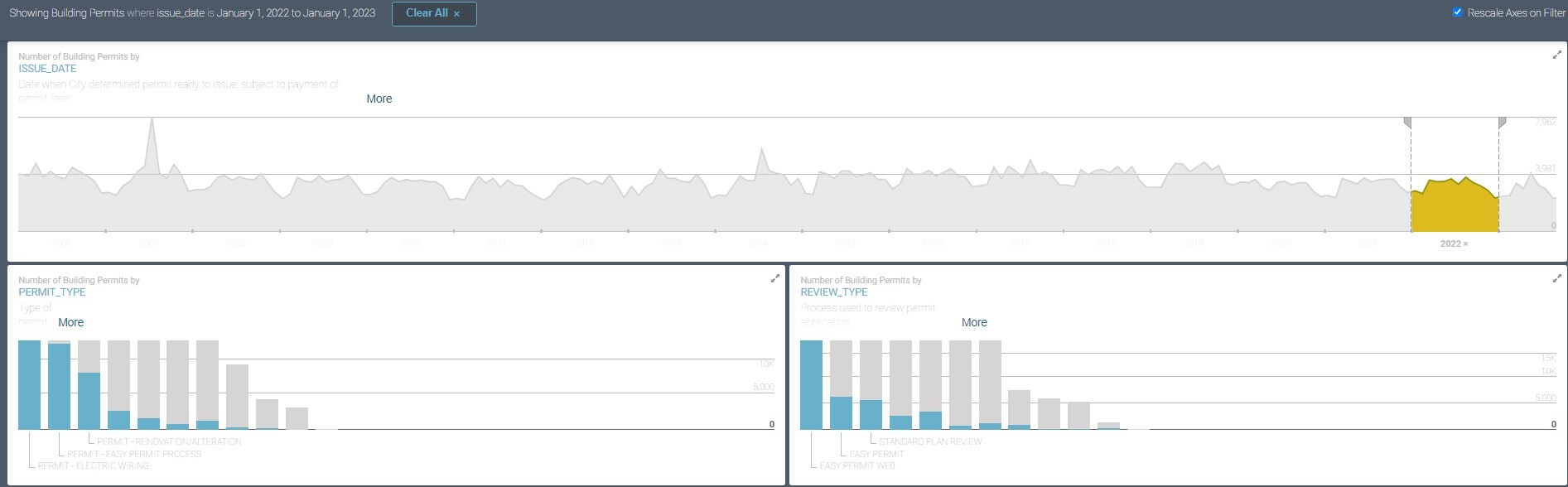 data lens filtered to a single year