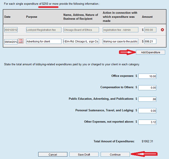 report expenses