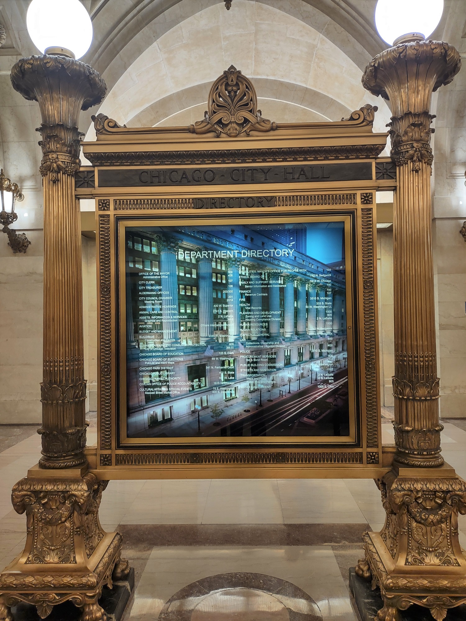 Directory Sign at City Hall Lobby