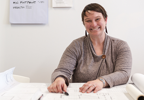 Woman working at a desk