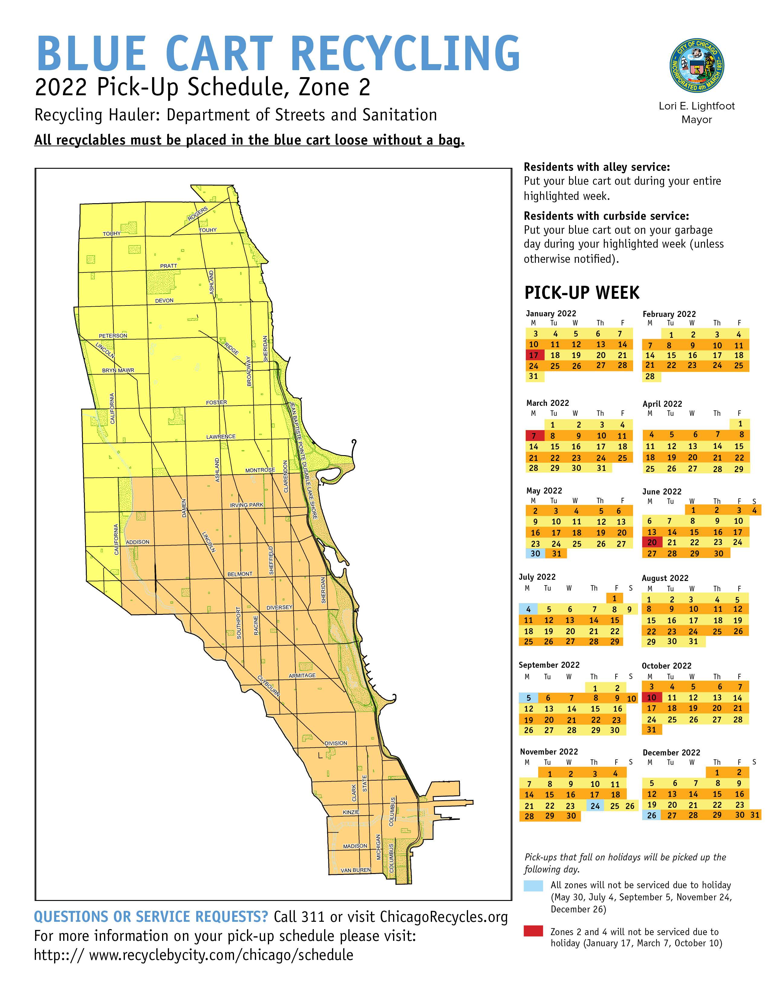 City Recycling PickUp Schedule Chicago's 46th Ward Alderman James