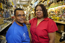 Man and a Woman in a store aisle