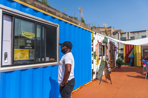 a man ordering food