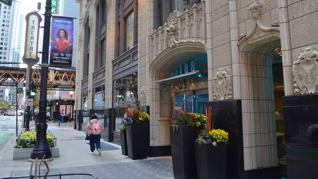 A residential high-rise building in the Chicago loop