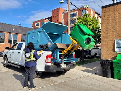DSS crews collect the food scraps from the drop-off sites.