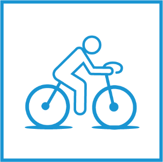 Drawing of person riding bike