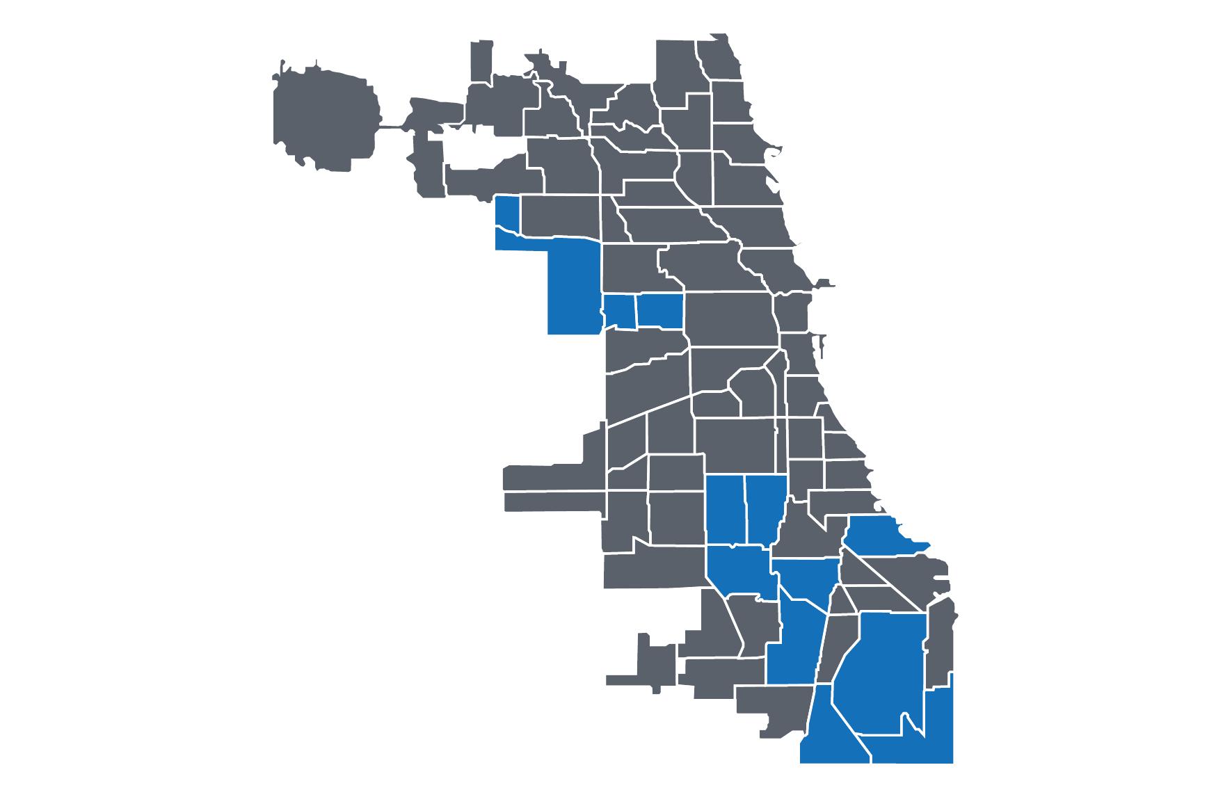 The first 13 communities to be targeted for block-by-block canvassing are: Auburn Gresham, Austin, Chatham, East Garfield Park, Englewood, Hegewisch, Montclare, Riverdale, Roseland, South Deering, South Shore, West Englewood, and West Garfield Park.