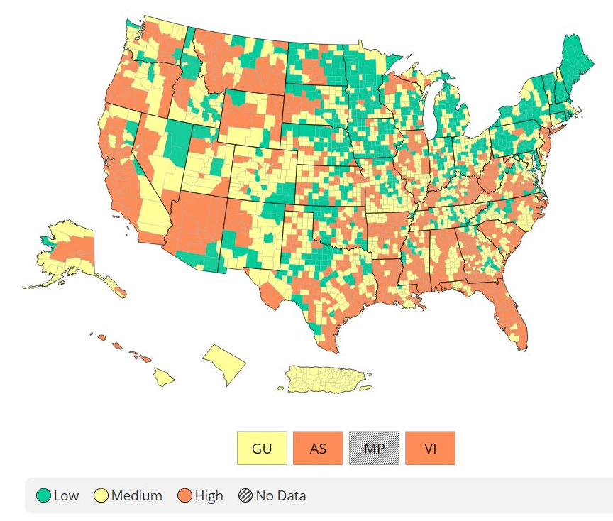 CDC Community Levels US Map 07-15-2022