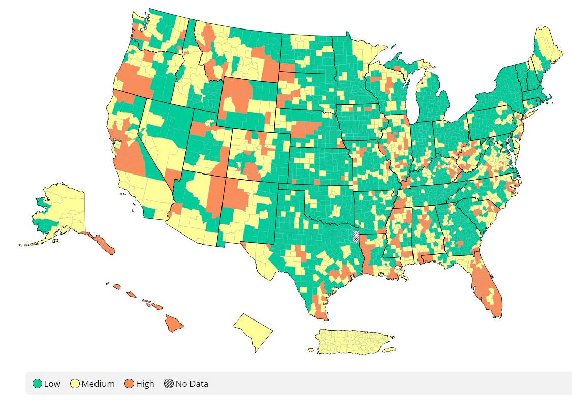 CDC Community Levels US Map 6-24-2022