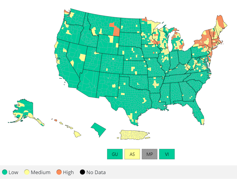 CDC Community Levels US Map 5-13-2022