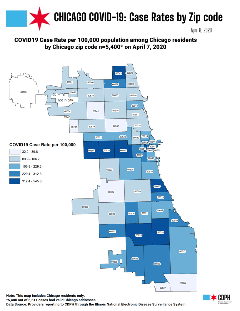 Chicago Zip Code Map 2020 Report Date April 09 2020 Covid 19
