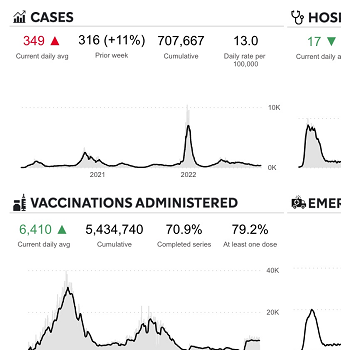 A snapshot of the COVID-19 dashboard