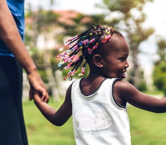 Young girl with beads in her hair