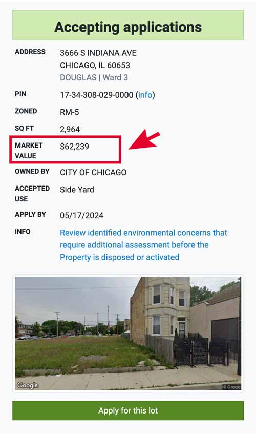 Screenshot of property listing ChiBlockBuilder